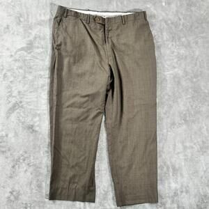Canali Pants Mens Size 38x26 Brown 100% Wool Pleated‎ Dress Trouser Italy